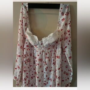 Moda international floral bustier corset lace babydoll sweetheart medium vtg